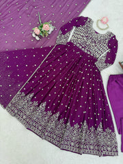 Beautiful Georgette Embroidery Work Gown