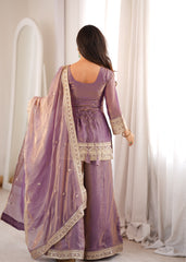 Trendy Fendy Silk Embroidery & Sequence Dori Work Palazzo Set