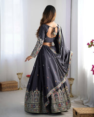 Beautiful Natural Crep Silk Coding Dori With Thread & Sequence Work Lehenga Choli