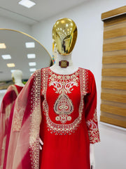 Party-wear Designer Chinon Silk Codding Sequence & Embroidery Sharara