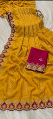 Beautiful Georgette Embroidery Work Saree