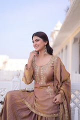 Beautiful Fendy Crush With Zari Sequence Embroidery Work Sharara