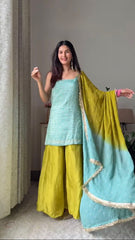 Beautiful Stylish Chinon Silk Sequence With Thread Work Sharara