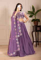 Beautiful Star Georgette Plain With Crease Work Lehenga Choli