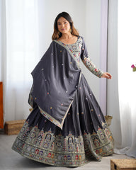 Beautiful Natural Crep Silk Coding Dori With Thread & Sequence Work Lehenga Choli