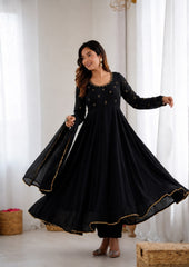 Attractive Real Mirror Embroidery Work Gown