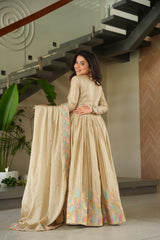 Beautiful Chinon With Rich Sequence & Multi Thread Embroidered Gown