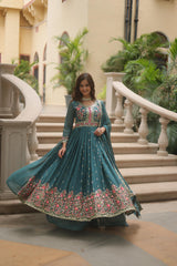 Glamours  Designer Ready-made Georgette With Rich Sequence Embroidered Work Gown