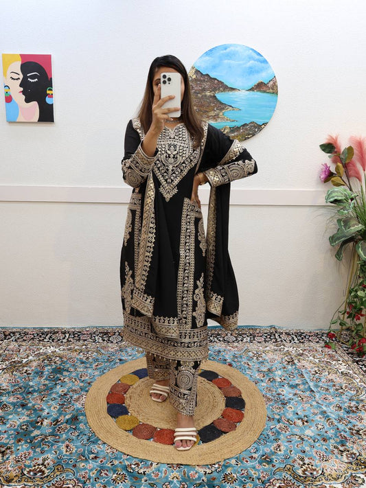 Partywere Chionon Silk Sequence Embroidery Work Salwar Suit