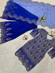Party-wear Chinon Silk Thread With Sequence Work Sharara