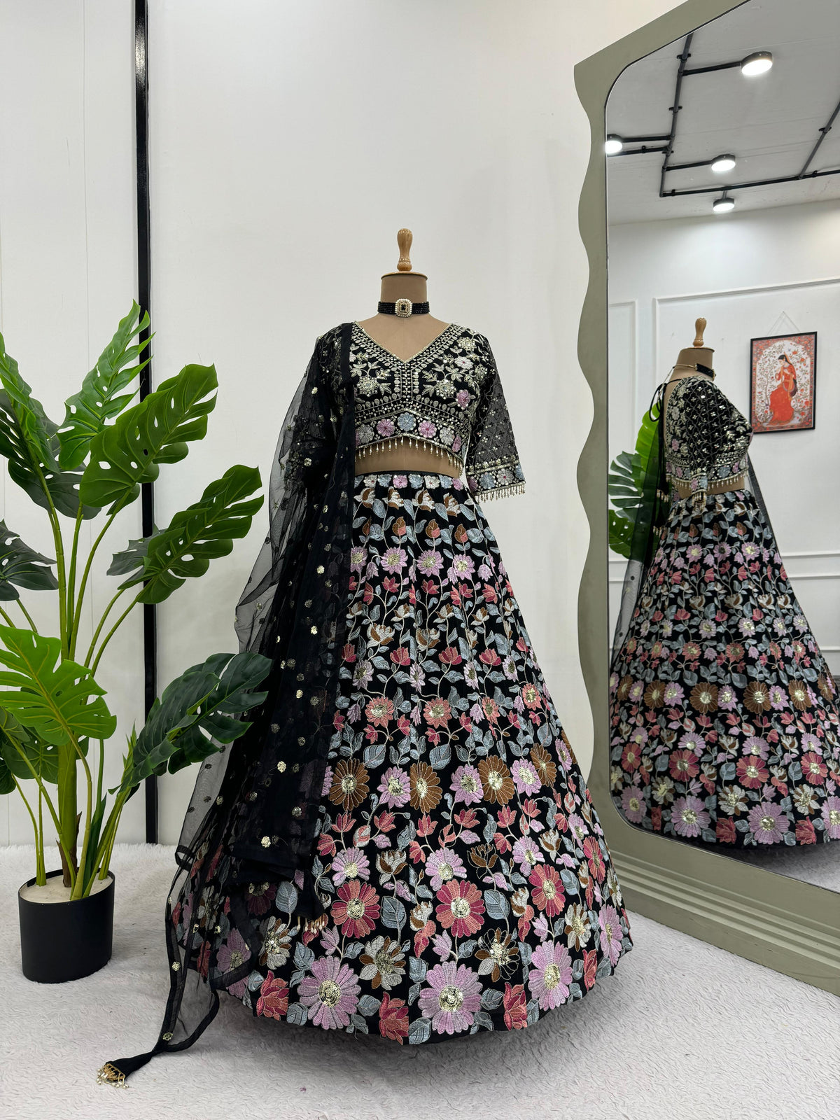 Blockbuster Bollywood Style Black Lehenga Choli