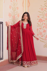 Beautiful Partywear Blooming Georgette With Zari & Sequins Embroidery Work Gown
