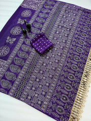 Trendy Pure Arjakh Satin viscous Silk With Real Mirror Work Saree