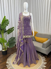 Party-wear Fendy Silk Thread & Sequence With Real Mirror Work Suit