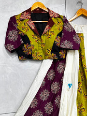 Navratri Special Collection Ajrakh With Khadi Cotton Mirror Work With Real Shells Lehenga With Stitched Choli