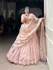 Beautiful Gold Crush Sequence & Thread Embroidery Work Lehenga Choli
