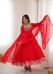 Festival Special Georgette Designer Embroidery Sequence Work Gown