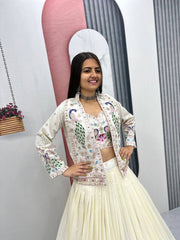 Festive Special Vichitra Silk Crop Top With Koti