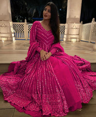 Beautiful Party-wear Georgette Thread With Sequence Work Lehenga Choli