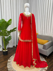 Elegant Ethnic Georgette Thread & Sequence Work Sharara Set