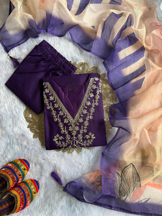 Beautiful Rayon Slub With Embroidery With Cotton Thread Work Dress