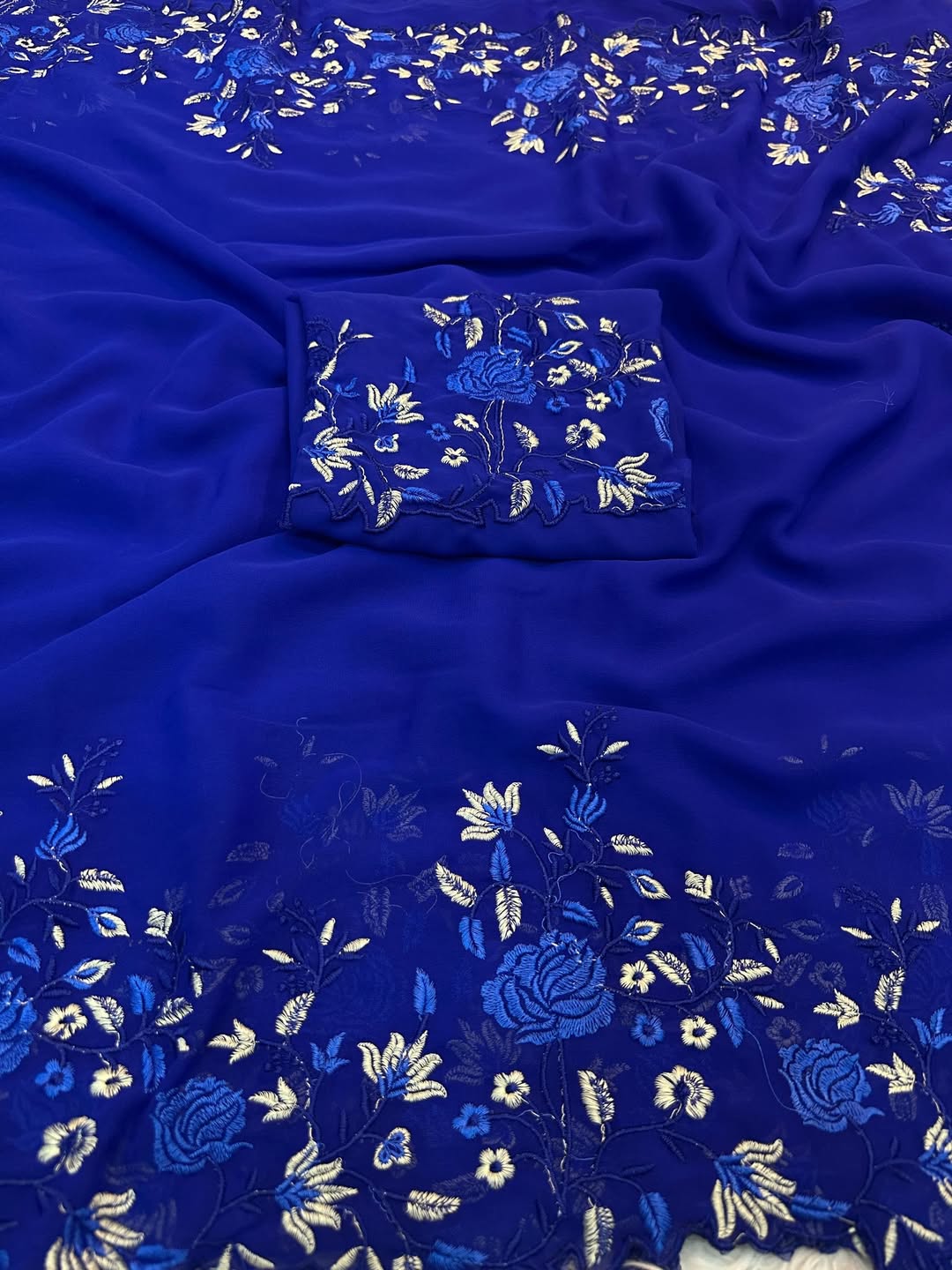 Elegant Georgette Embroidery Work Saree