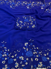 Elegant Georgette Embroidery Work Saree