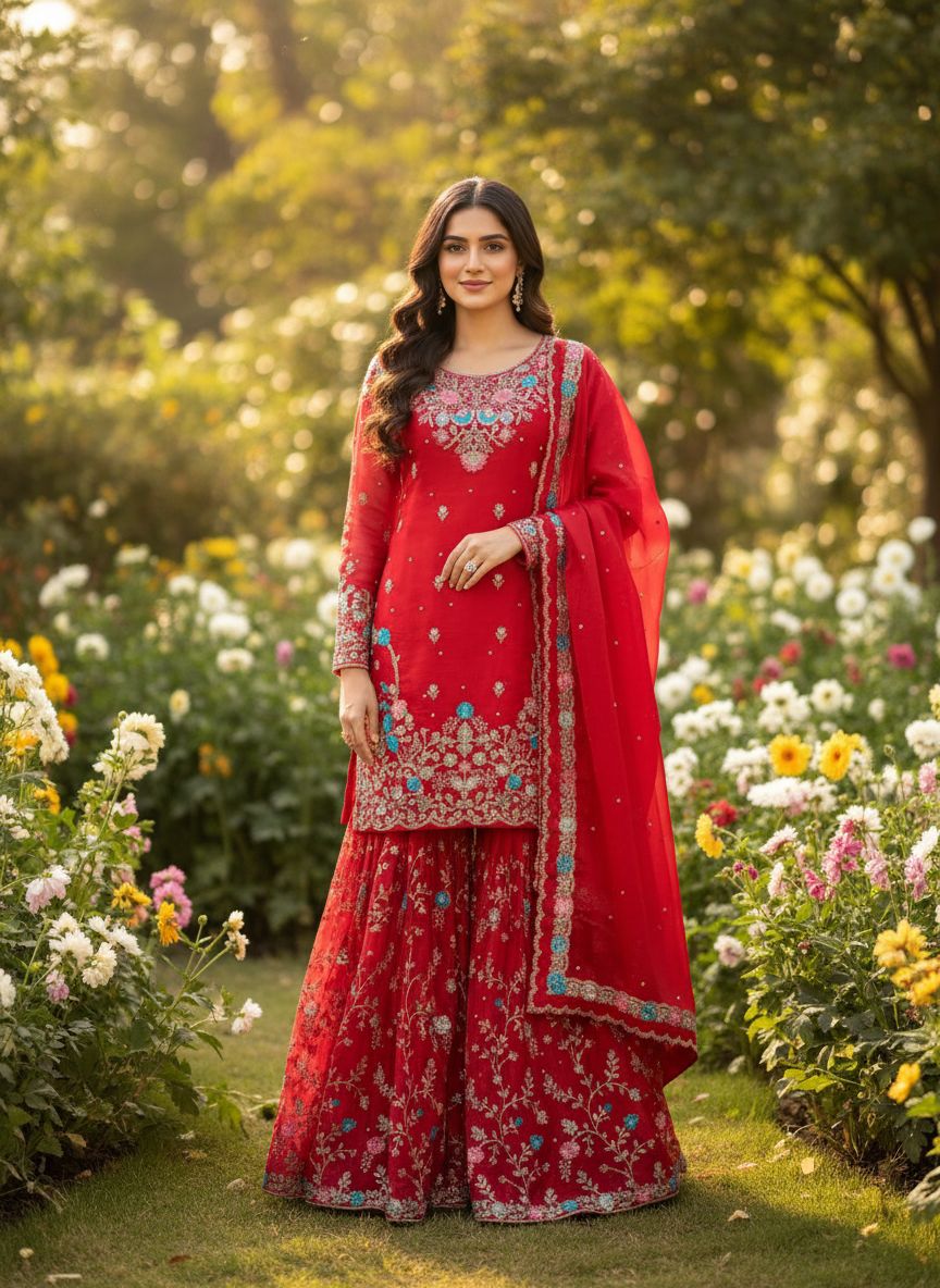 Beautiful Party-wear Thread With Sequence Work Suit