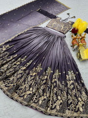 Festive Special Pure Chinon Silk Embroidery Sequence Work Lehenga Choli