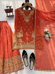 Elegant Georgette Thread With Sequence Work Sharara Set