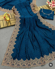 Beautiful Superhit Blooming Vichitra Silk Saree