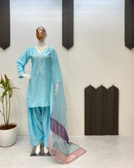 Designer French Crepe With Beads Work Salwar Suit