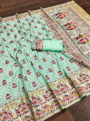 Beautiful Pashmina Kashmiri Zari Weaving Saree