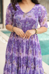 Desirable Women's Fully Flair Georgette With Printed Gown