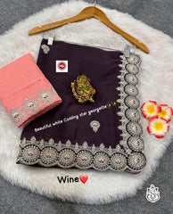 Beautiful Designer Star Georgette Multi & White Codding Sequence Work Saree