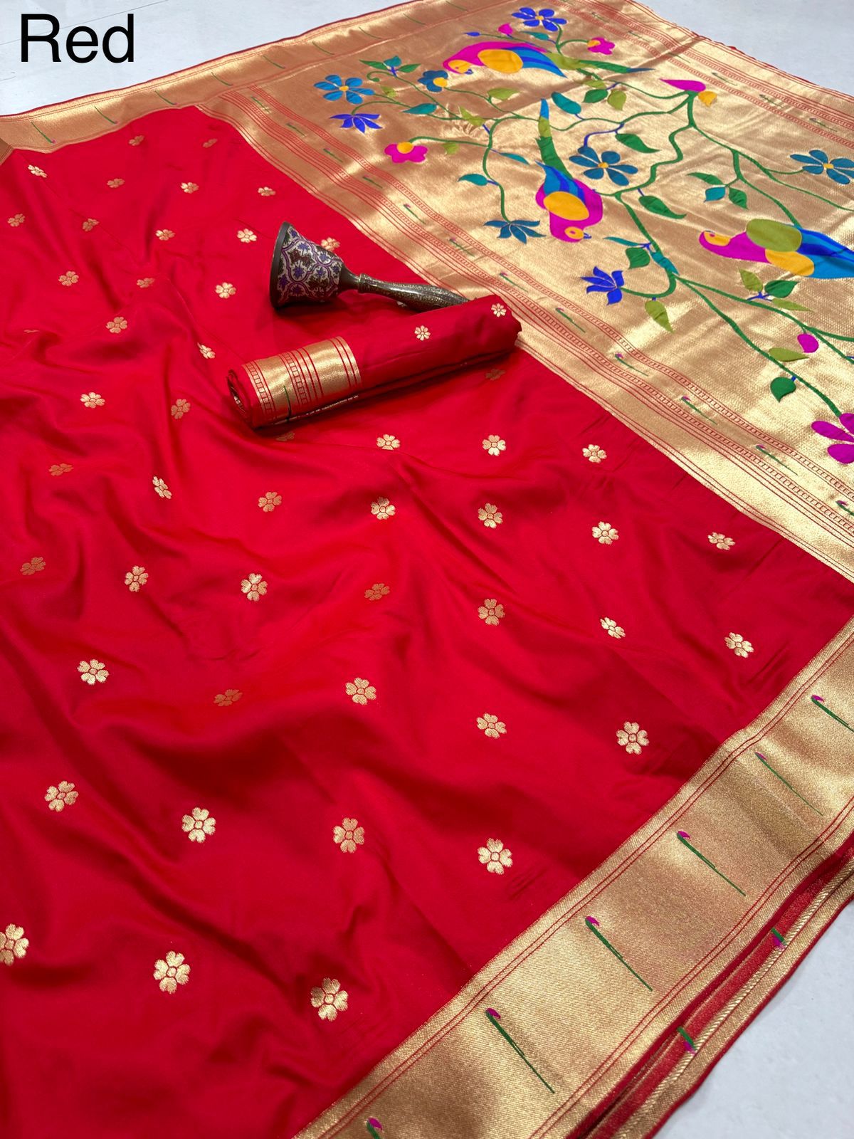Beautiful Pure Kanchivaram Paithani Silk Zari Weaving Saree