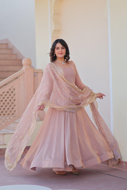 Beautiful Stunning Ensemble Fendy Chiffon Gown