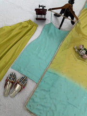 Beautiful Stylish Chinon Silk Sequence With Thread Work Sharara