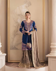 Party-wear Beautiful Designer Georgette Coding & Sequence With Pearl Work Sharara