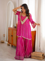 Party-wear Indo Western Gold Zari Real Mirror work Co-ord Set