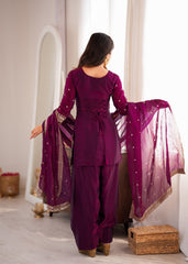 Party-wear Fendy Silk Embroidery Sequence Work Sharara