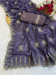 Party-wear Designer Georgette Multi Sequence Work Saree