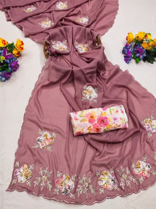 Beautiful Georgette Handwork Saree