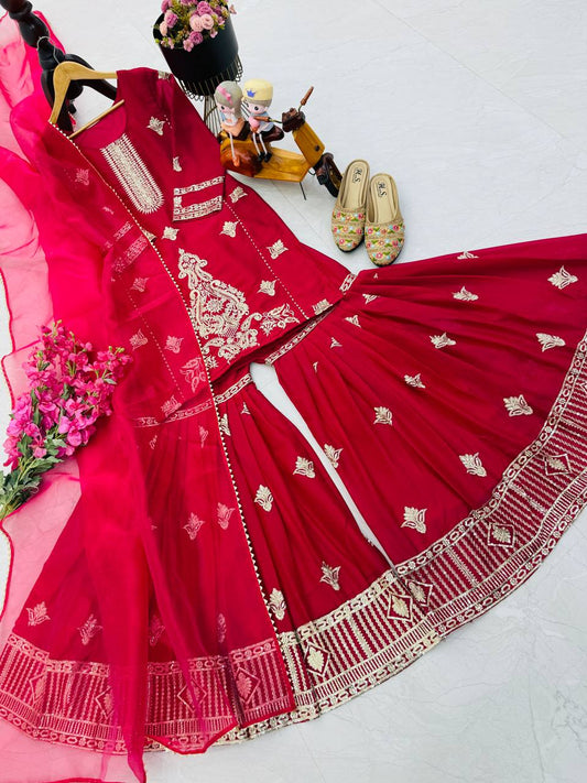 Designer diamond Georgette Embroidery Work Salwar Suit