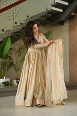Beautiful Chinon With Rich Sequence & Multi Thread Embroidered Gown