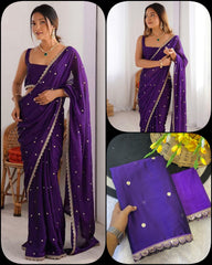 Party-wear Rangoli Silk Embroidery Sequence Work Saree