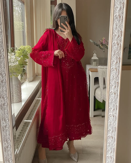 Beautiful Party-wear Georgette Sequence Embroidery Work Salwar Suit