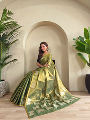 Beautiful Zari Tissue Weaving Tilak Buttis All Over Saree