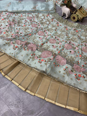 Party-wear Tabby Silk Pearl Embroidery Sequins Work Lehenga Choli