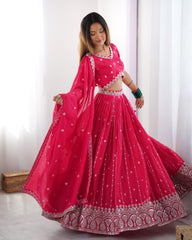 Beautiful Shimmer Silk Thread & Sequence Work Lehenga Choli